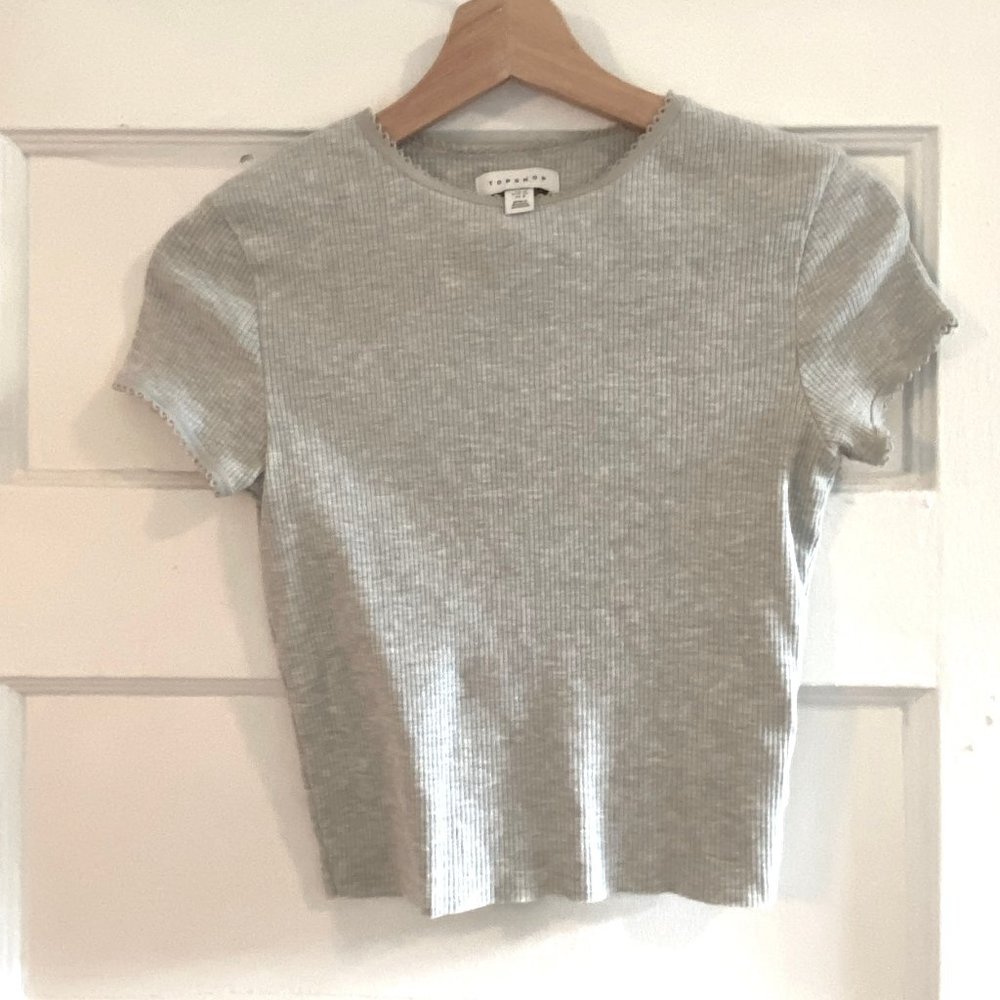 Topshop Crop Top with Lace Trim